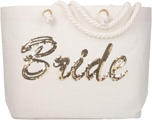 BRIDE Sequin Tote Bag White/Gold $19.99 Free Shipping